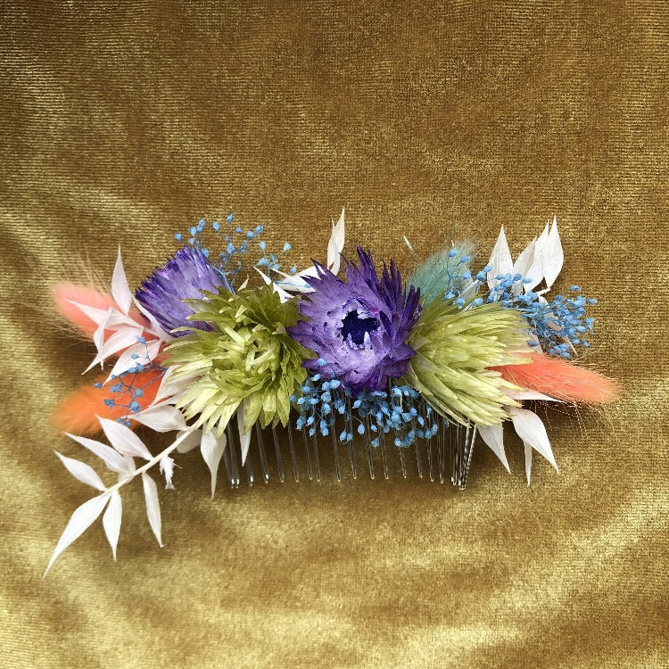 Multi-color Floral Hair Comb