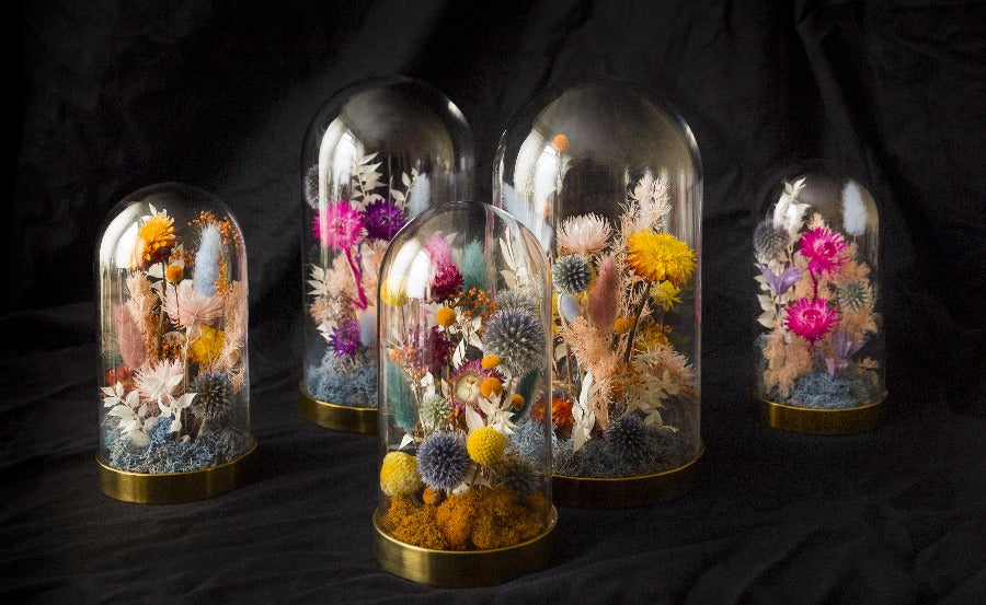 Jewel Tones on Gold Large Floral Dome