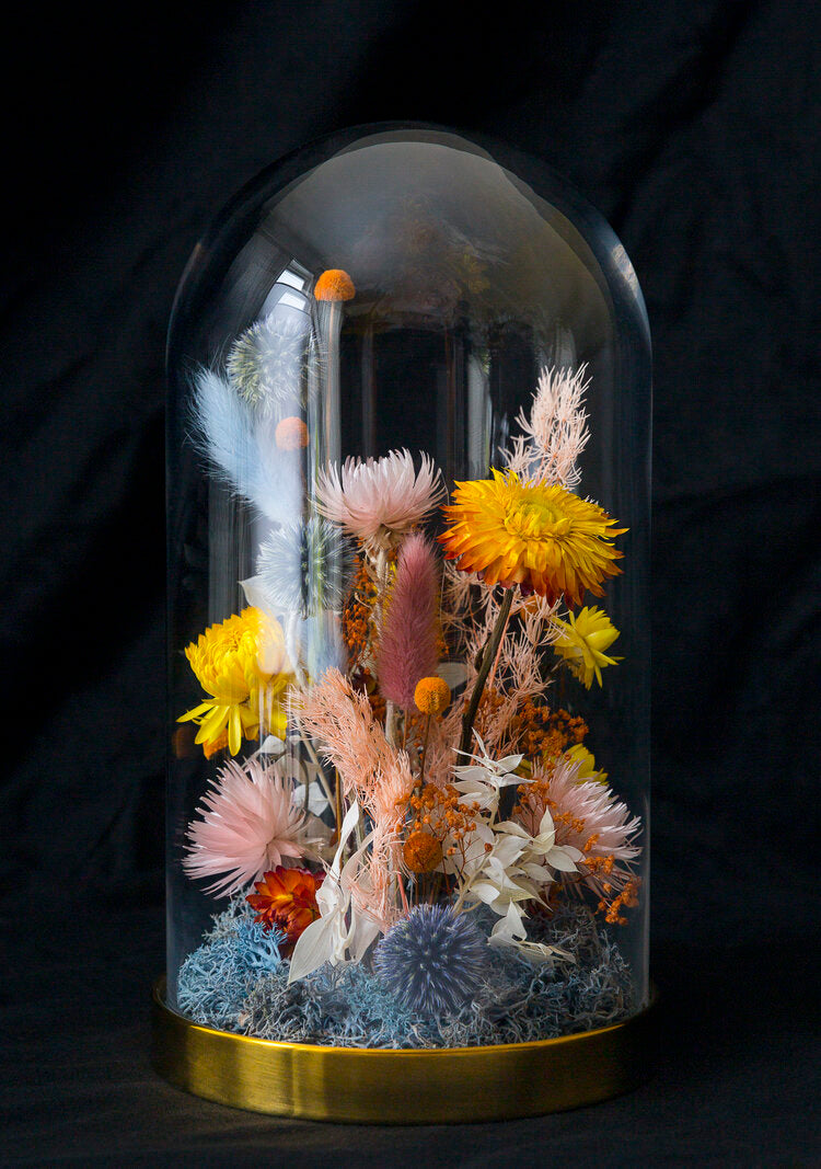 Lights & Brights on Gold Large Floral Dome