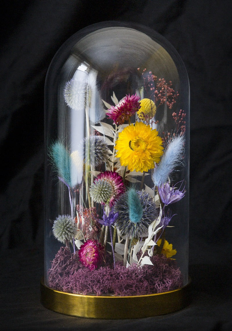 Jewel Tones on Gold Large Floral Dome