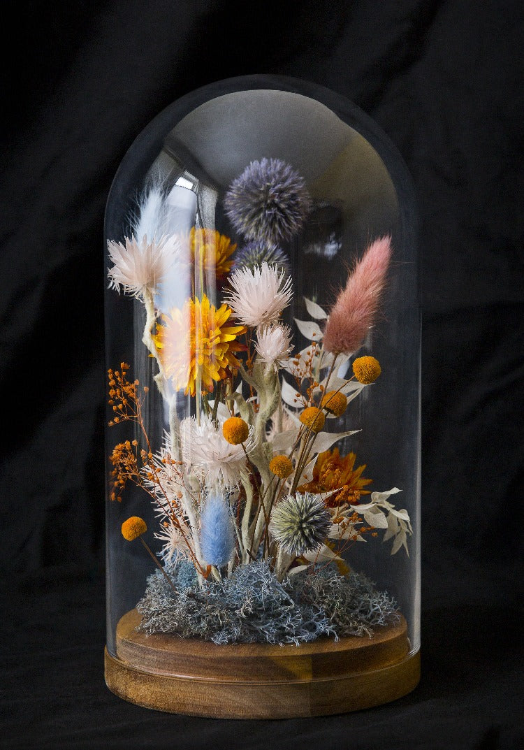 Lights & Brights on Wood Large Floral Dome