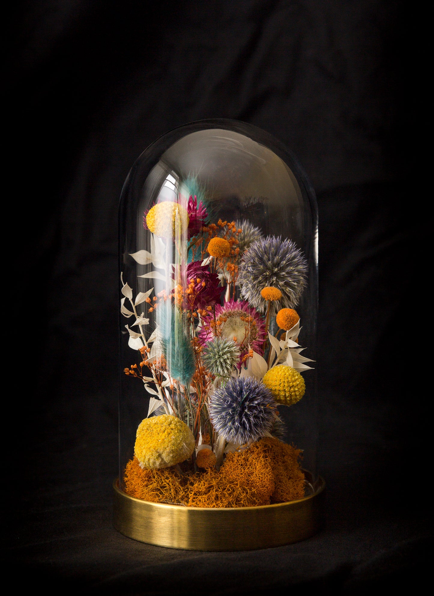 Jewel Tones on Gold Small Floral Dome